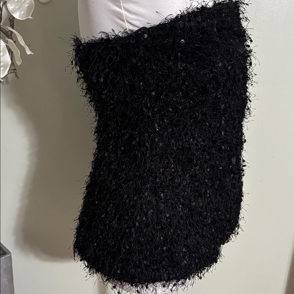 Zara Black Textured Strapless Bustier Top - Picture 5 of 7